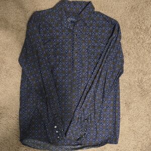 ROPER, Men's Blue and Yellow Patterned Shirt, WESTERN, COWBOY, SMALL